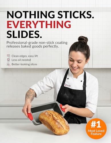 Boxiki Kitchen Non Stick Steel Banana Bread Pan for Baking, Premium