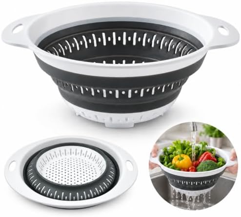 Collapsible Colander & Strainer, Space-Saving Silicone Basket, Round