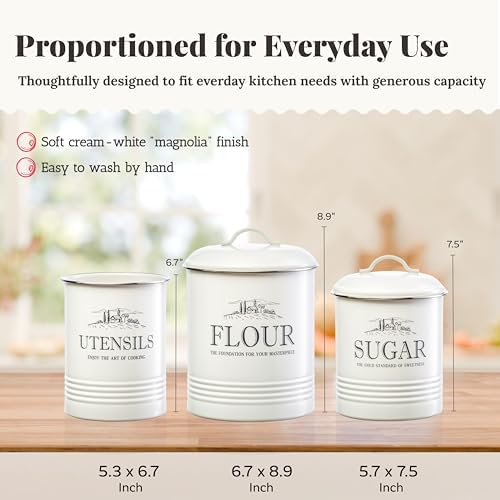 noonberry Bundle of 6 Kitchen Canisters for Countertop - for Flour