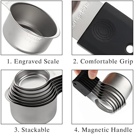 Magnetic Measuring Cups and Spoons Set Stainless Steel Measuring