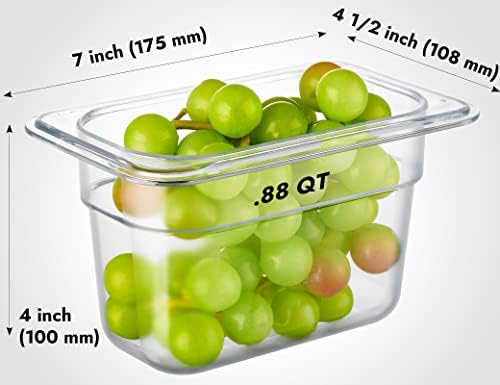 CURTA 6-Pack 1/9 Size 4" Deep NSF Polycarbonate Food Pans | Dishwasher