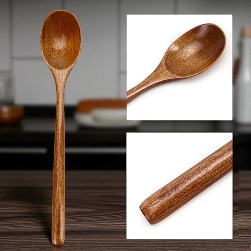 Wooden Spoons for Eating Mixing Stirring, 24 Pieces Long Handle Wooden