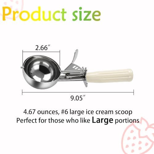 #6 Large Ice Cream Scoop with Trigger, 4.67oz, 18/8 Stainless Steel