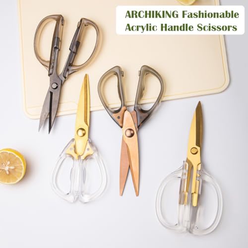 Kitchen Shears Scissors, ARCHIKING 7.7inch Gold Titanium Plated
