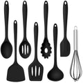 TeamFar 8-Piece Silicone Cooking Utensils Set, Black