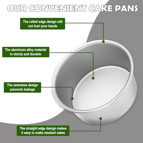 8 Inch Cake Pan Set of 2,Aluminum Round Layer Cake Baking Pans,No