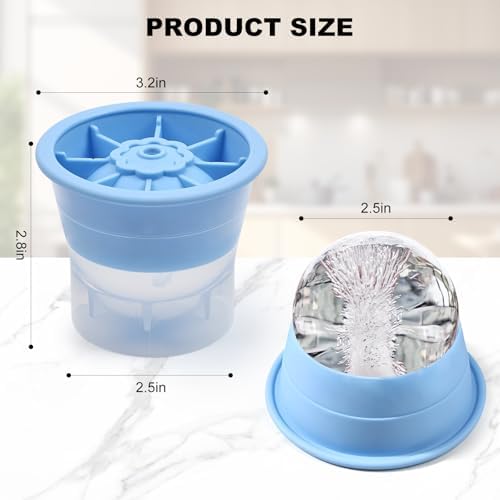 Large Ice Ball Maker Mold, 4 Pack 2.5" Round Ice Cube Mold, Stackable