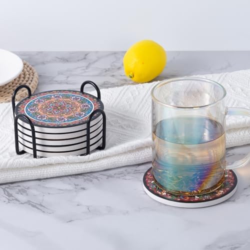Ceramic Coasters Absorbent Non Slip 6pcs 4 Inch Coaster Turkish