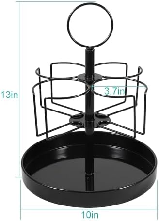 4 Mugs Stand Holder, Rotatable Metal Coffee & Beer Mug Rack with Tray