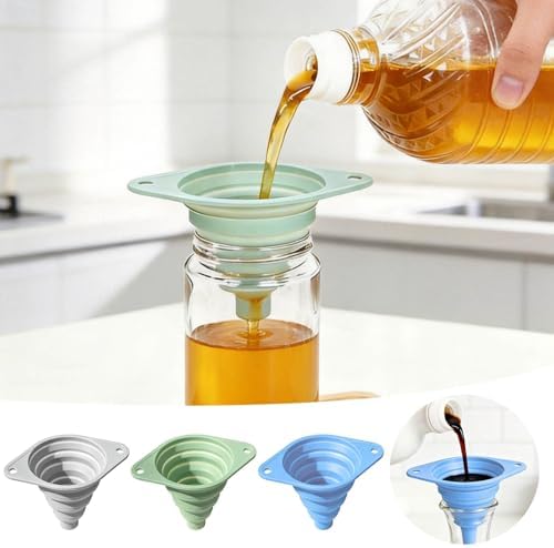Kitchen Funnel Set,Food Grade Collapsible Silicone Funnels Gadgets