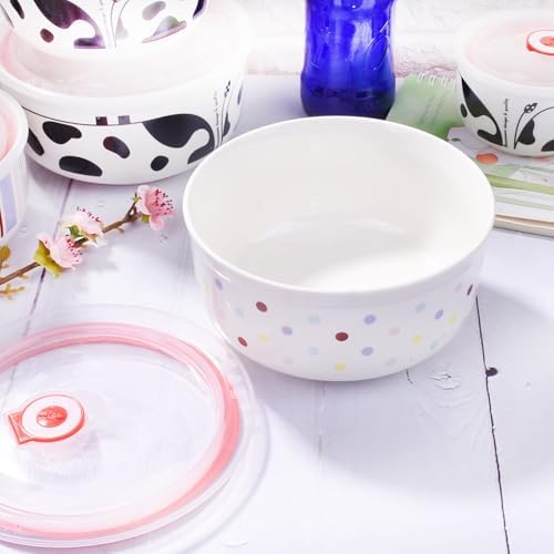 3-Piece Ceramic Food Storage Container Set with Lids, Meal Prep Bowls