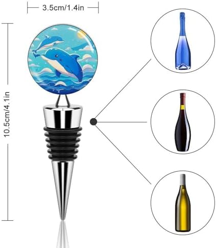 Cute Ocean Dolphin Theme Wine Stopper Vacuum Alloy Wine Bottle Stopper