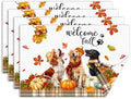 comfoyar Fall Harvest Dog Placemats Set of 4, 12x18 Inch Washable