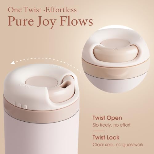 Ceramic Lined Travel Coffee Mug For Women, 15 oz Insulated Coffee
