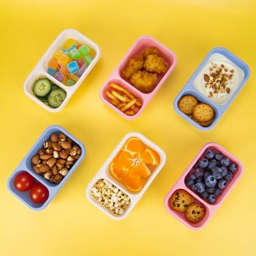 DOSEWART 6Pack 2-Compartment Reusable Snack Containers with Lids