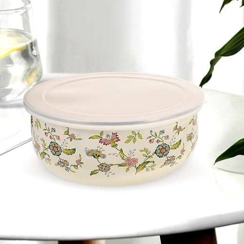 FUOYLOO 5 Piece Enamel Mixing Bowl Set with Lids for Storage Xmas