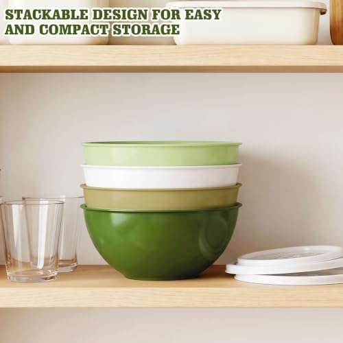 Greentainer 4-Piece Plastic Mixing Bowl Set with Lids for Kitchen