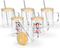 AGH 6 Pack Glass Sublimation Cups With Handle, 16oz Transparent Blanks