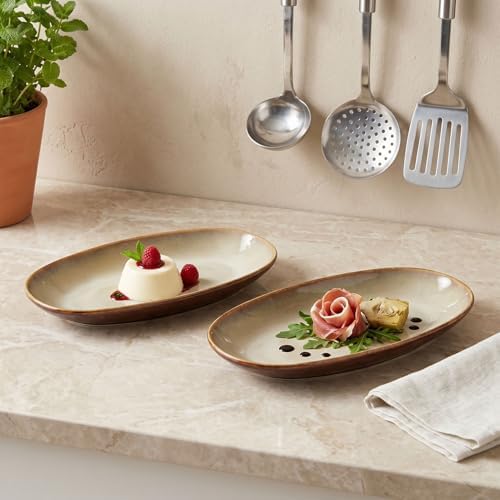 Ceramic Serving Platters - Set of 4 Oval Platters for Entertaining