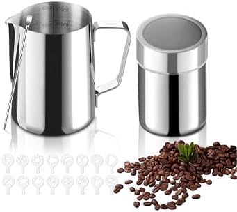 Gevi 4pcs Milk Frother Pitcher, 12oz/350ml Stainless Steel Jug, Powder
