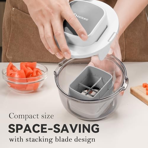 KEOUKE Multifunctional Vegetable Chopper Bowl, White