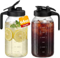 Mason Jar Pitcher Set of 2, 64oz (2quart) Glass Pitcher with Lid for