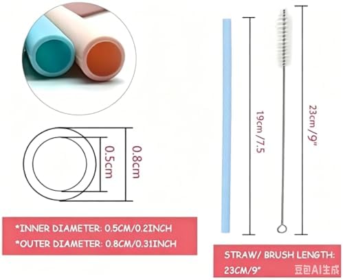 Silicone Straws Reusable Drinking Straw Pack-of-6 Soft Beverage Water