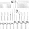 65-Piece Silverware Set with Serving Utensils, Forged Flatware Cutlery