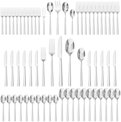 65-Piece Silverware Set with Serving Utensils, Forged Flatware Cutlery