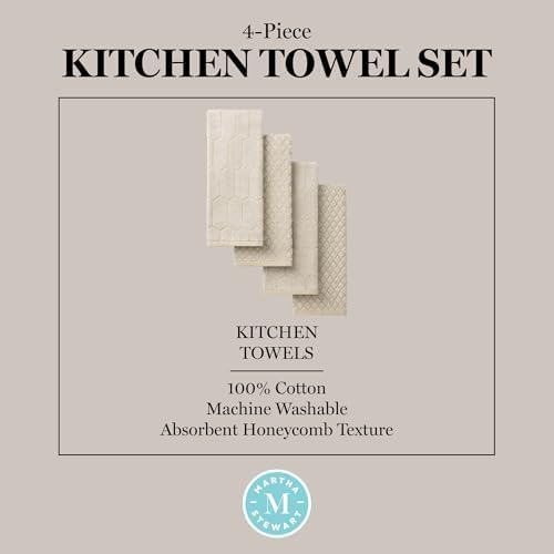 Martha Stewart Honeycomb Chambray Textured Kitchen Towel 4-Pack Set