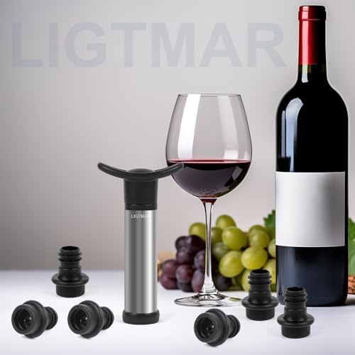 Wine Saver Pump with 6 Vacuum Wine Stoppers Wine Bottle Preserver