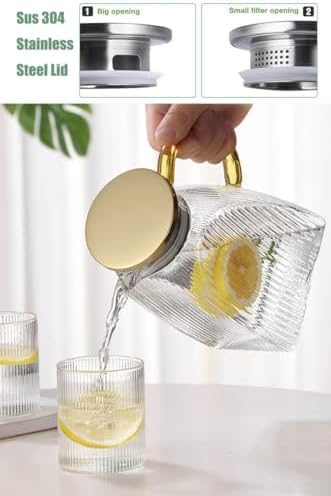 Water Pitcher Glass for Fridge, for 1.8L/63oz Fridge Door with