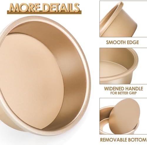 6 Inch Round Cake Pan Set of 3, Nonstick Coating Baking Round Cake
