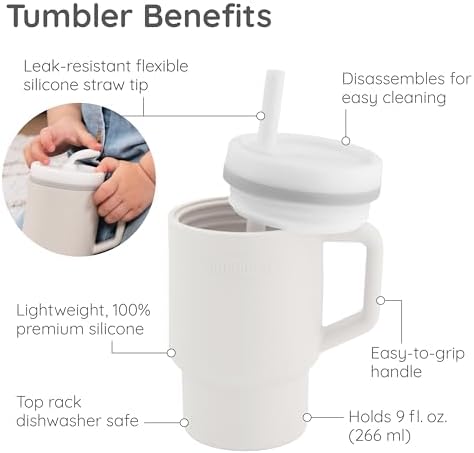 Infantino My 1st Tumbler Straw Cup with Handle, 9oz, Cream