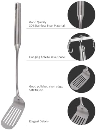 304 Stainless Steel Kitchen Utensils Set, VALESKA 6 PCS Metal Cooking