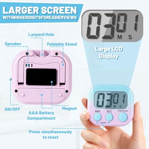 24 Pcs Digital Kitchen Timers, Magnetic
