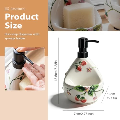 Ceramic 2-in-1 Soap Dispenser with Sponge Holder, 22oz