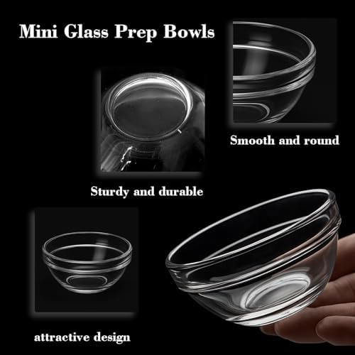 12-Piece Mini Glass Prep Bowls Set - 4x 1.5 oz, 4x 2.5 oz, 4x 4.5 oz