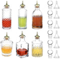 QWORK Glass Bitters Bottle Set of 6 – Zinc Alloy Dash Tops for Home