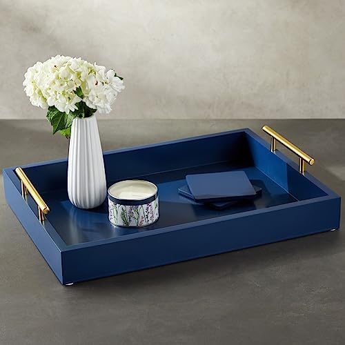 Juvale Coffee Table Tray - 15.7 x 11.8 x 3 in, Blue, Rustic Wood