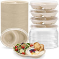 Yesland 50 Pack Compostable Food Containers with Lids, 28oz Bagasse