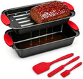 2 Pcs Non-Stick Meatloaf Pans with Drain Tray, PFOA-Free High-Carbon