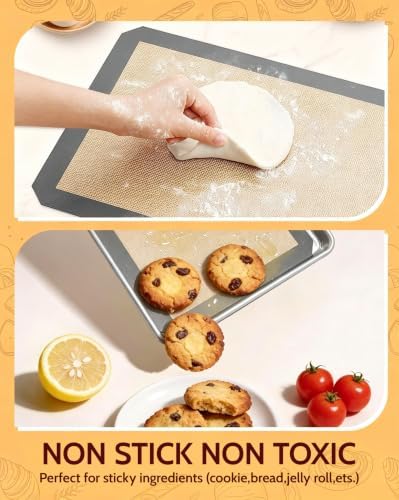Non Stick Silicone Baking Sheet - 2 Half & 2 Quarter & 9'' Round