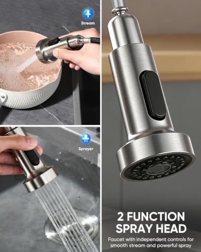 Pull Down Kitchen Faucet with Cup Washer, Brushed Nickel