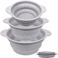 Silicone Collapsible Colander Set of 3, Thickened Foldable Strainers
