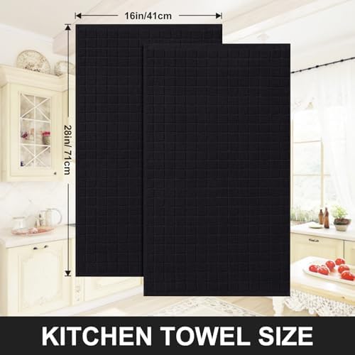Homaxy Premium Ring Spun Cotton 390 GSM Kitchen Towels, 6 Pack, Black