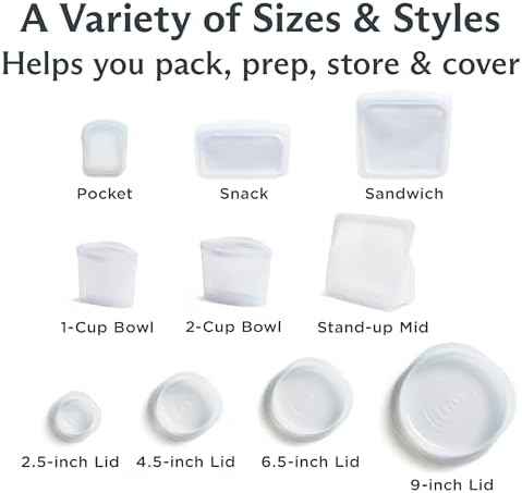 Stasher Reusable Silicone Bags and Stretch Lids, 10-Pack Starter Kit