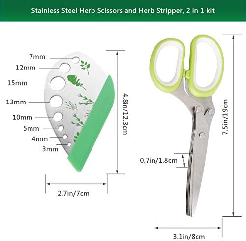 Luxiv Herb Scissors And Stripper Set, 5-Blade Stainless Steel Kitchen
