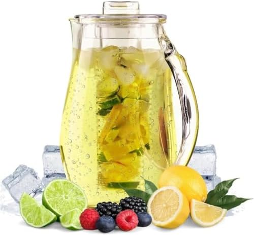 Glass Pitcher with Lid Fruit Water Pitcher with Infuser 2.5L