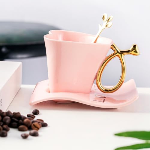 135 ml / 4.56 oz Porcelain Espresso Cups Heart-Shaped Cup Mug with